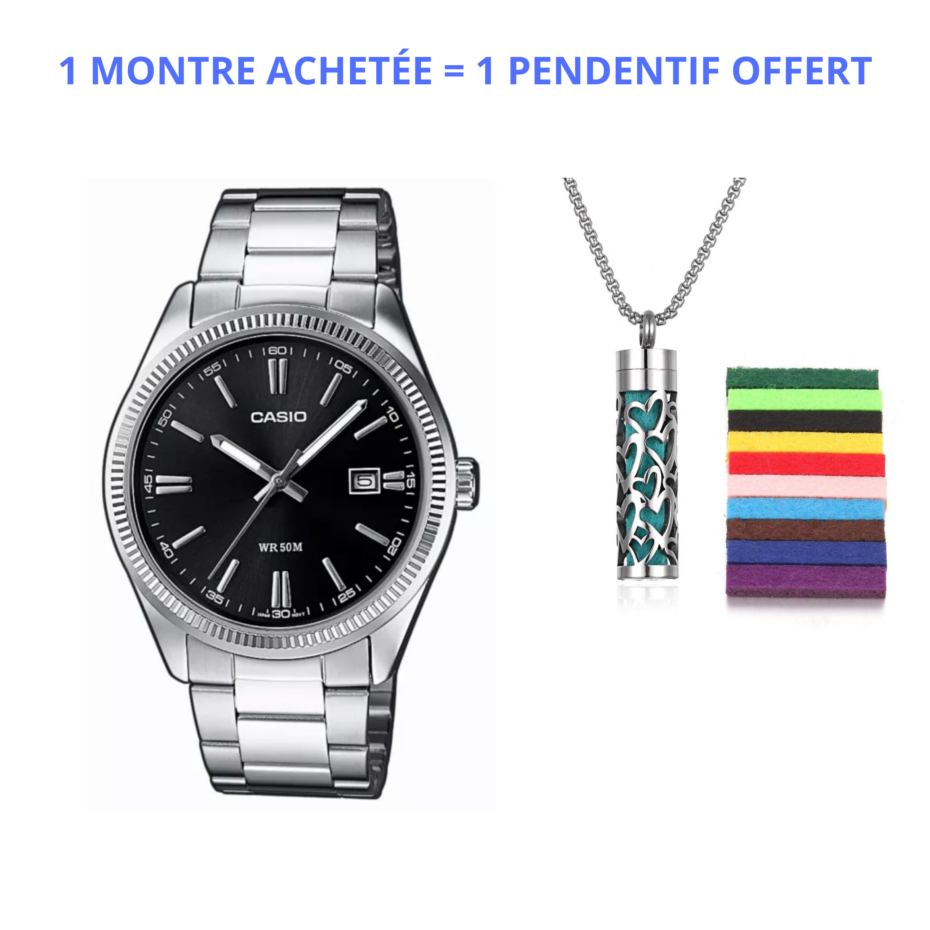 Montre casio elegante + un pendentif parfumé OFFERT MALI
