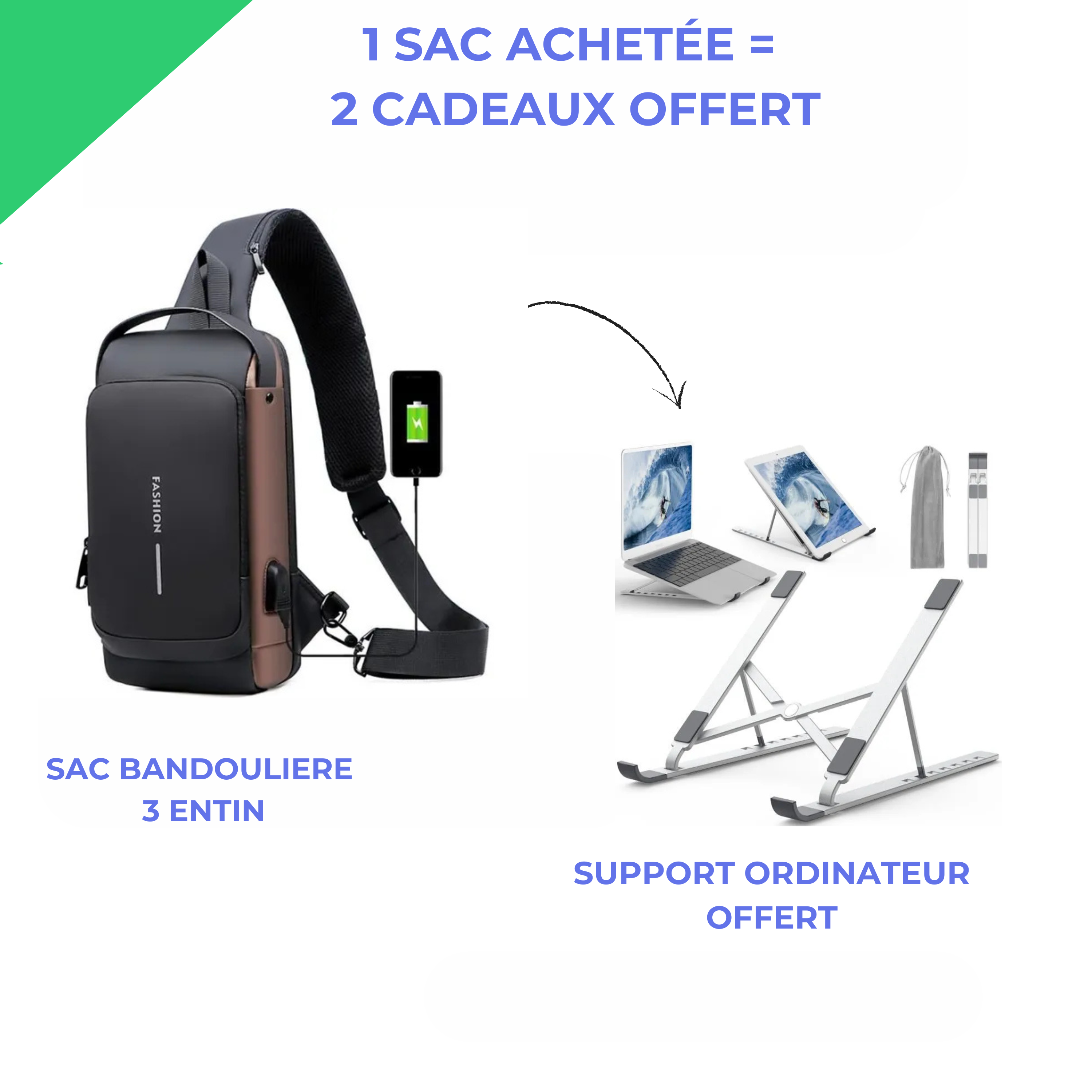 sac bandouliere MAL + support ordinateur