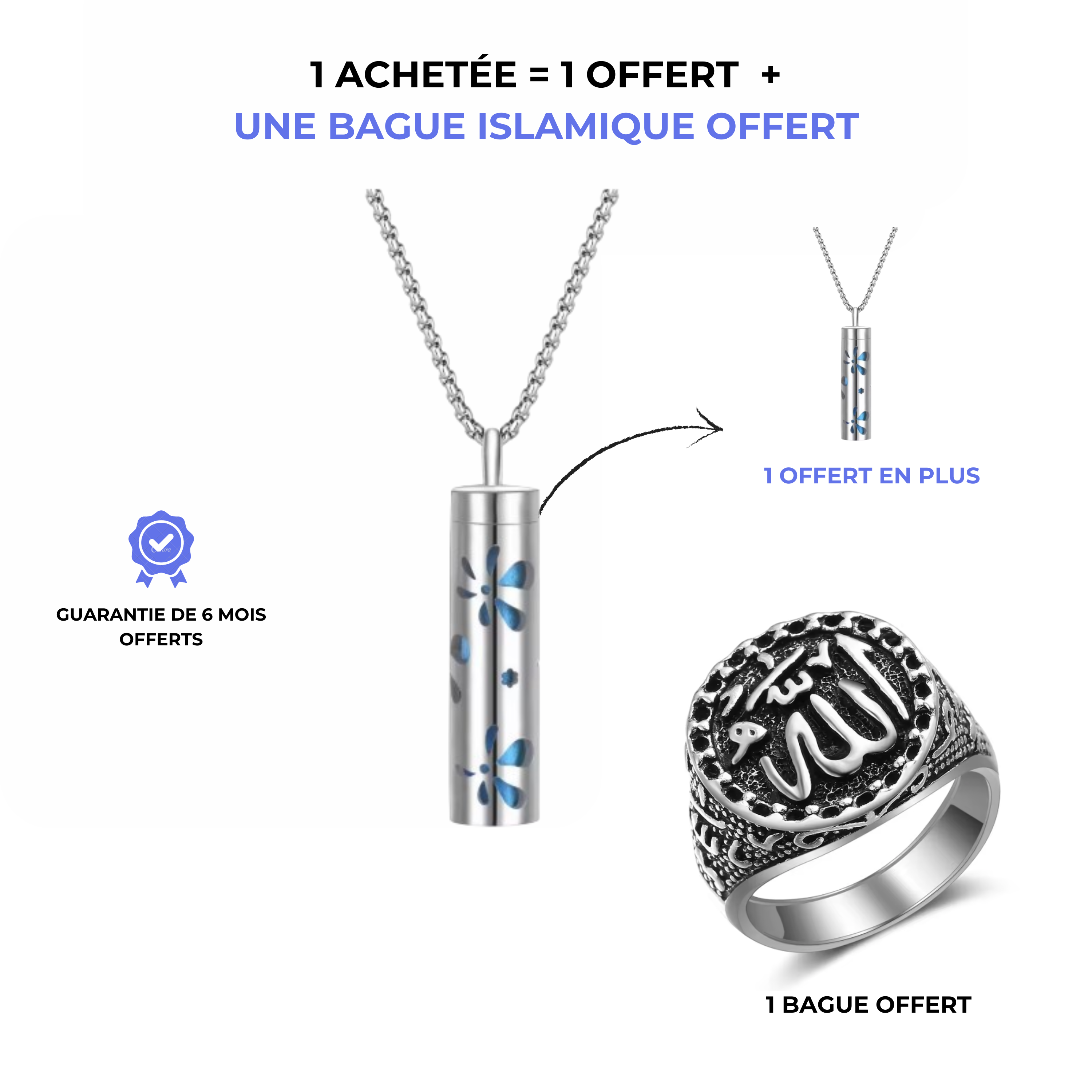 Pendentif parfumé bijoux  + une bague islamique SENEG  ( 1 achetée = 1 offert )