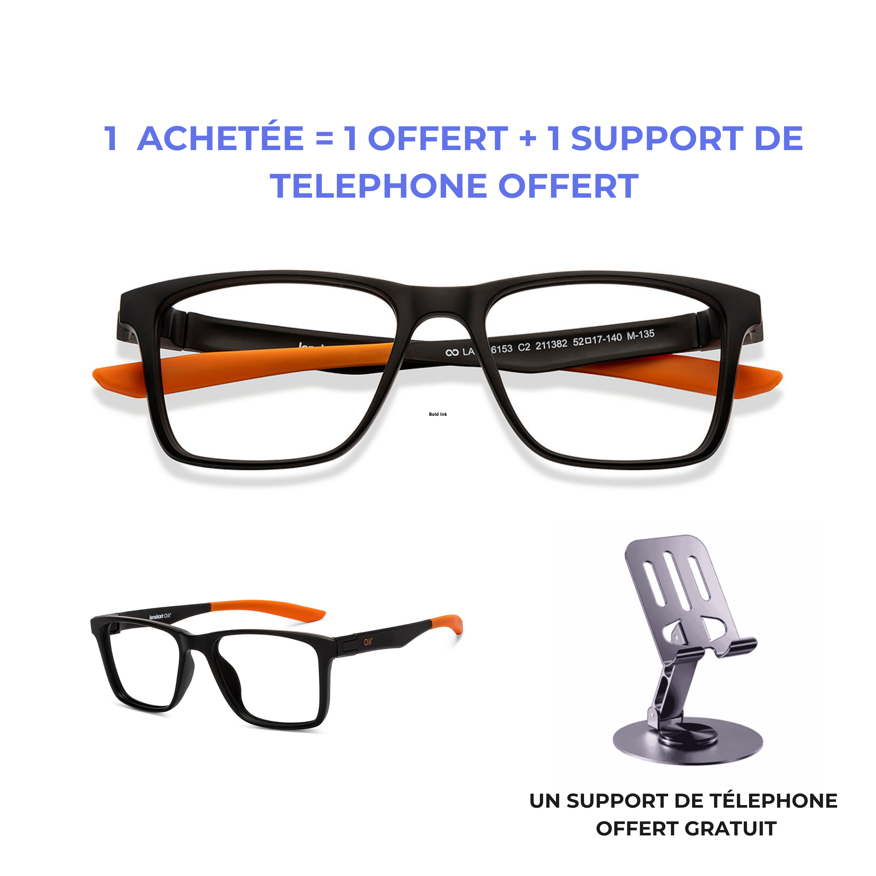 Les lunettes anti-lumière bleu et correction vision ( 1 acheté = 1 offert + un support téléphone offert )