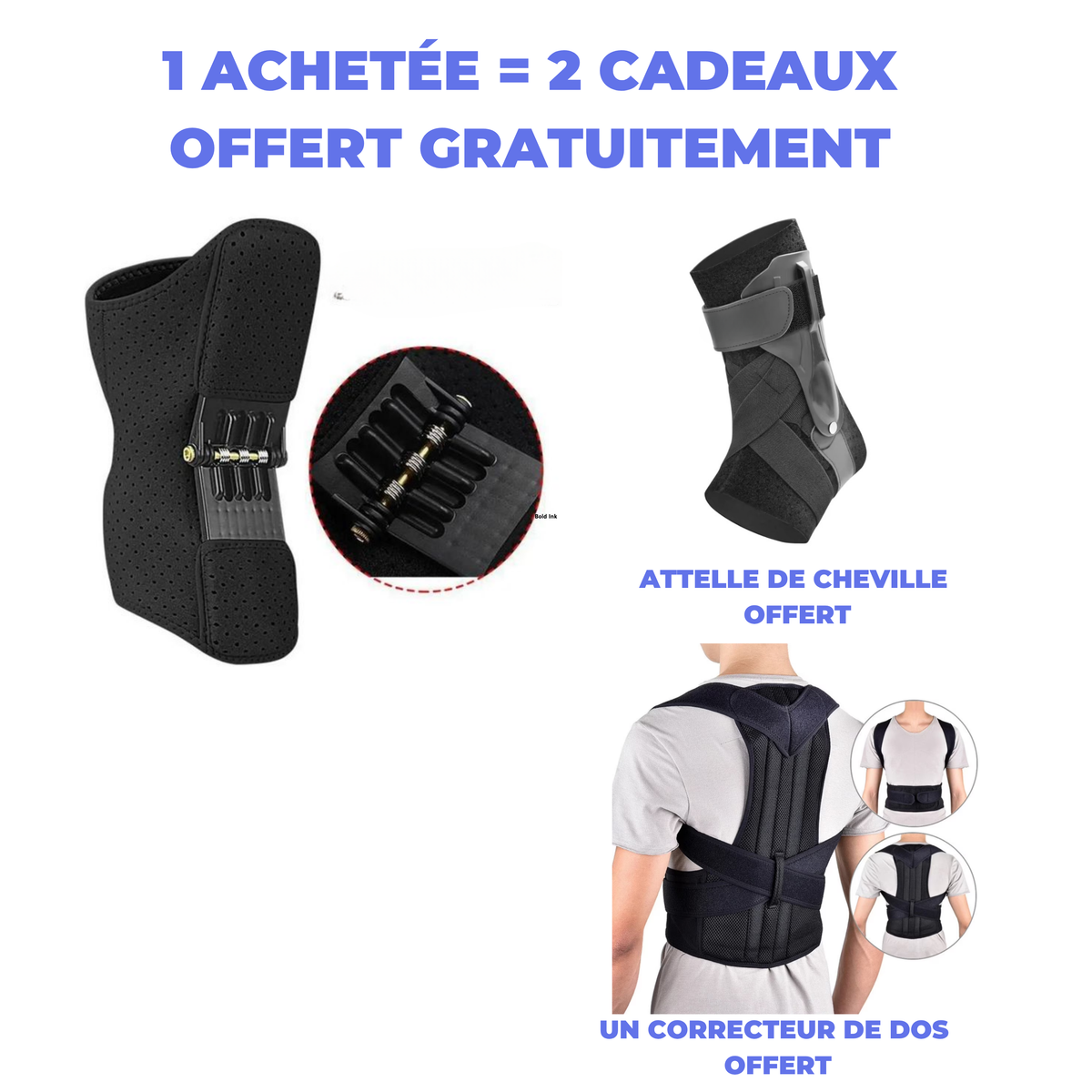 Genoullere + Attelle de chevilles OFFERT + un correcteur de dos OFFERT